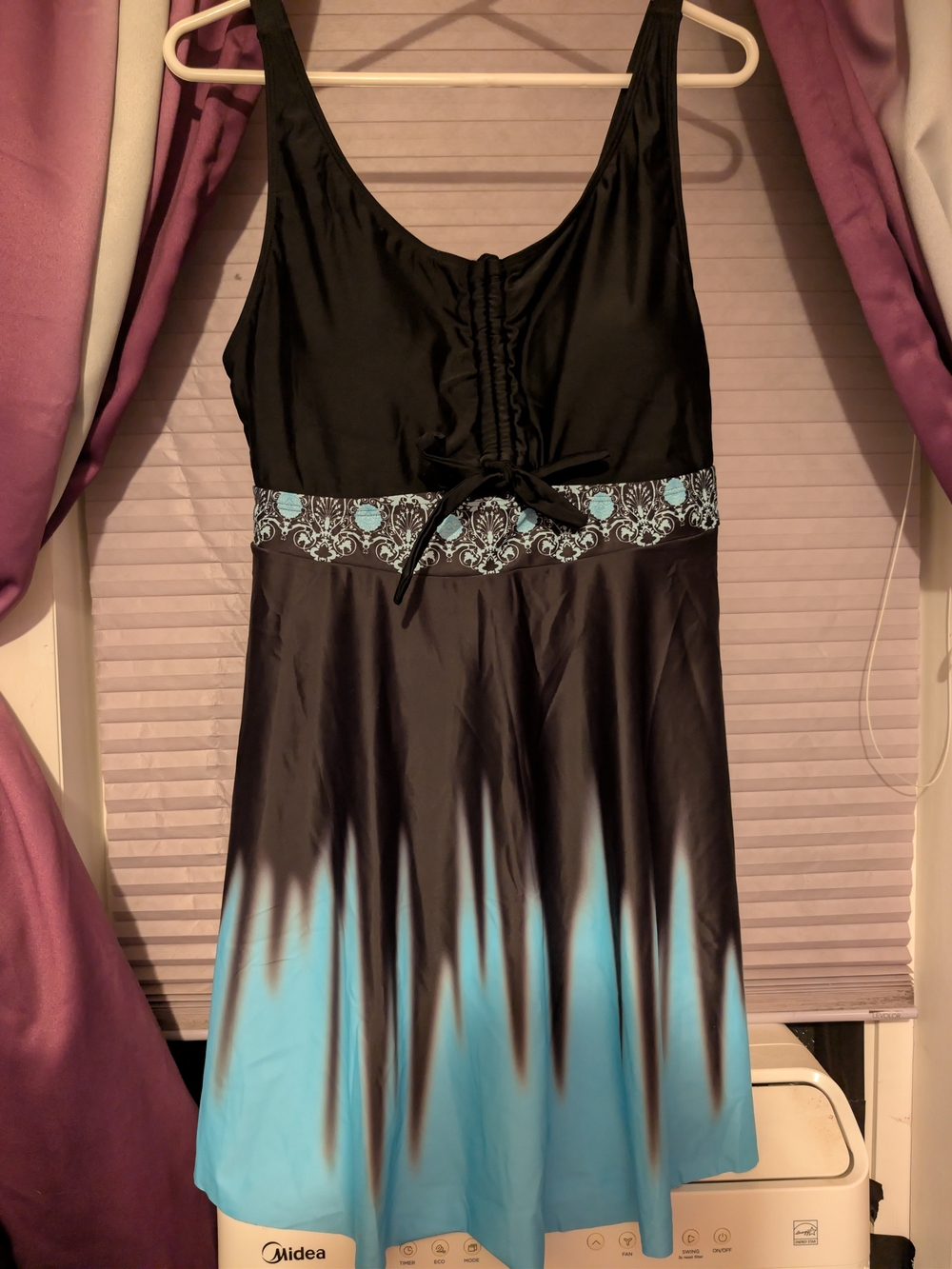 Arolina Black And Blue Swim Dress With Shorts